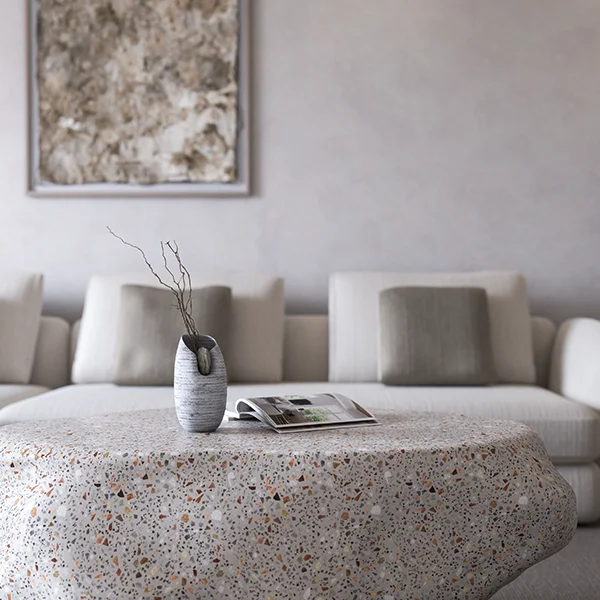 Render de Sala Moderna Wabi Sabi